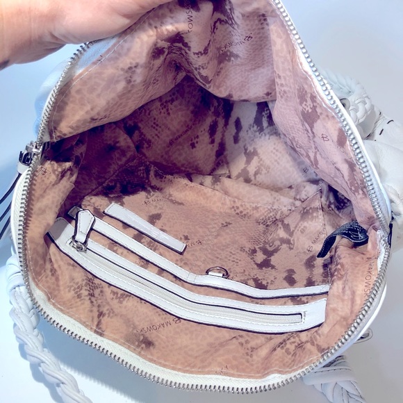 Authentic B MAKOWSKY Leather Braided Straps A211928 Handbag Purse White NWOT - Picture 9 of 14